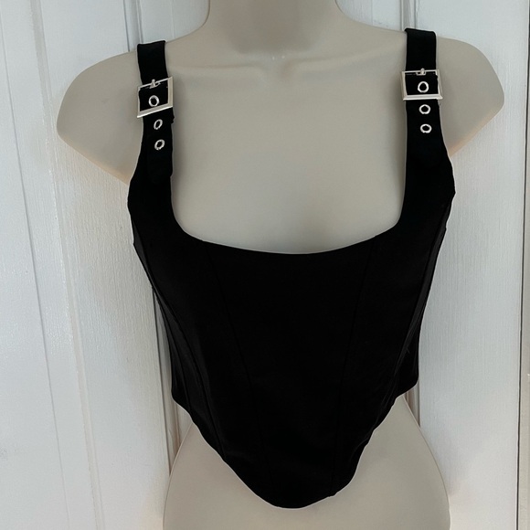White Fox Boutique Women's Keep Me Close Black Bustier Tank Crop Top Sexy Chic S - Picture 14 of 14